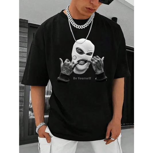 Men'S round Neck Short Sleeve T-Shirt with Portrait Print Graphic T Shirts Redtube Harajuku Y2K Oversized T Shirt Men