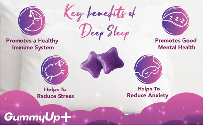 Sugar Free Sleep Gummies x 5 Servings | High Strength100mg Natural Melatonin Sources from Griffonia Extract | Vegan | Gluten-Free | Chewable Natural Melatonin | Berry Flavour | Gummy up +