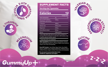 Sugar Free Sleep Gummies x 5 Servings | High Strength100mg Natural Melatonin Sources from Griffonia Extract | Vegan | Gluten-Free | Chewable Natural Melatonin | Berry Flavour | Gummy up +